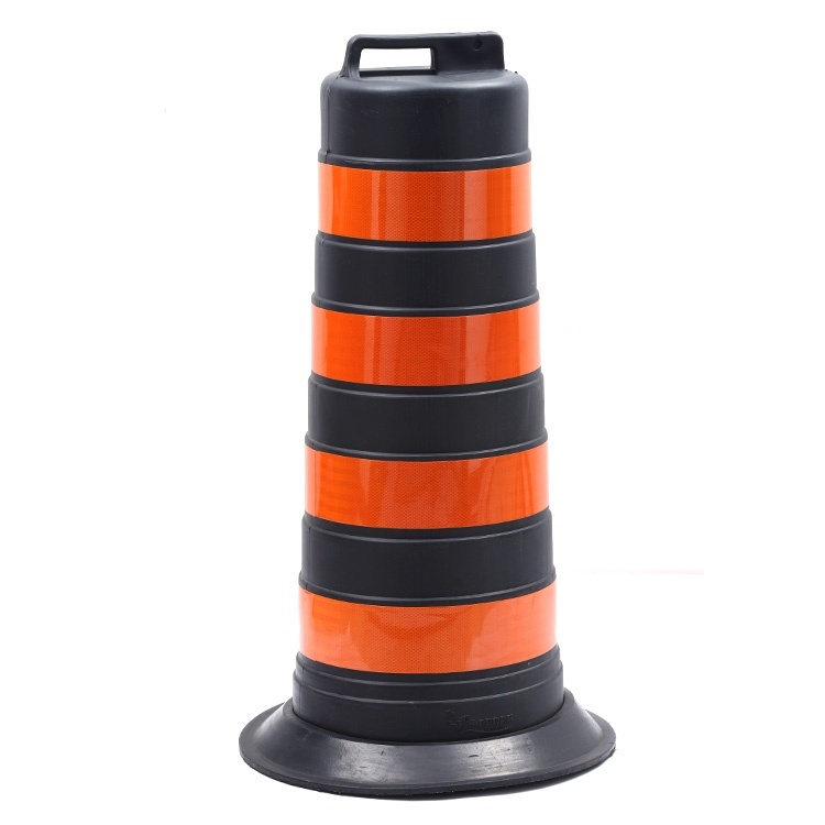 Black and Orange Safety Traffic Barrel