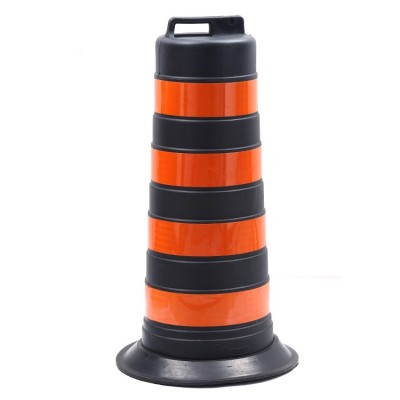 Black and Orange Safety Traffic Barrel